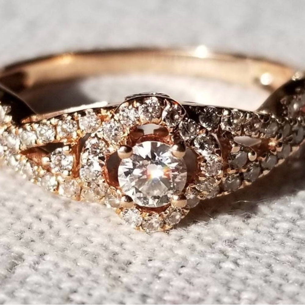 LeVian 14kt Strawberry Gold Engagement Ring size 7